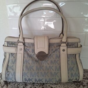 Michael Kors monogram canvas leather large tote bag